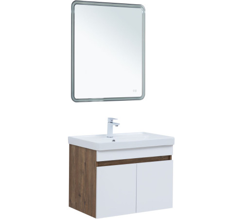 Тумба под раковину Aquanet Оптима 70 дуб рустикальный/белый сатин