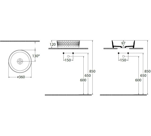 Раковина накладная Allen Brau Fantasy Romb 36 4.11033.PT петроль