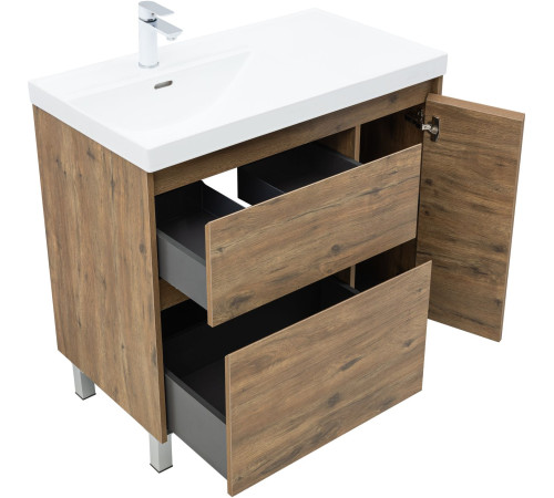 Тумба под раковину Aquanet Nova Lite 2.0 90 напольная, дуб рустикальный, левая