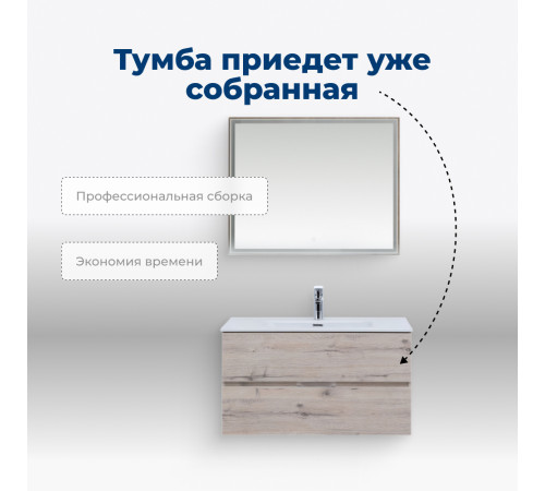 Тумба под раковину Aquanet Алвита New 100 2 ящика, дуб веллингтон белый