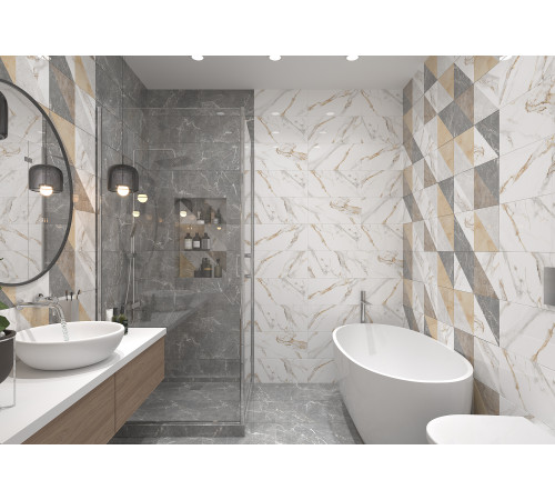 GT99VG Плитка настенная Capella серая глянцевая 25x50